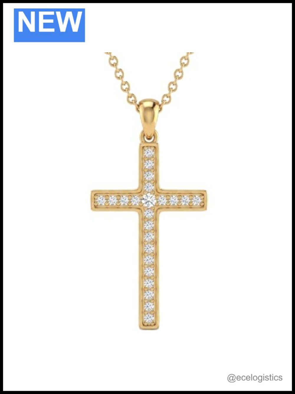 Lab Grown Diamond Cross Necklace 14K Gold Plated